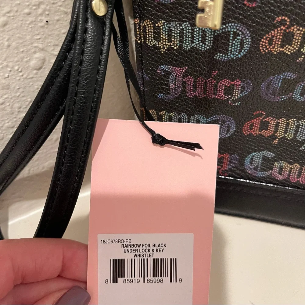 Juicy Couture Rainbow Multicolored Logo Wristlet OS NWT